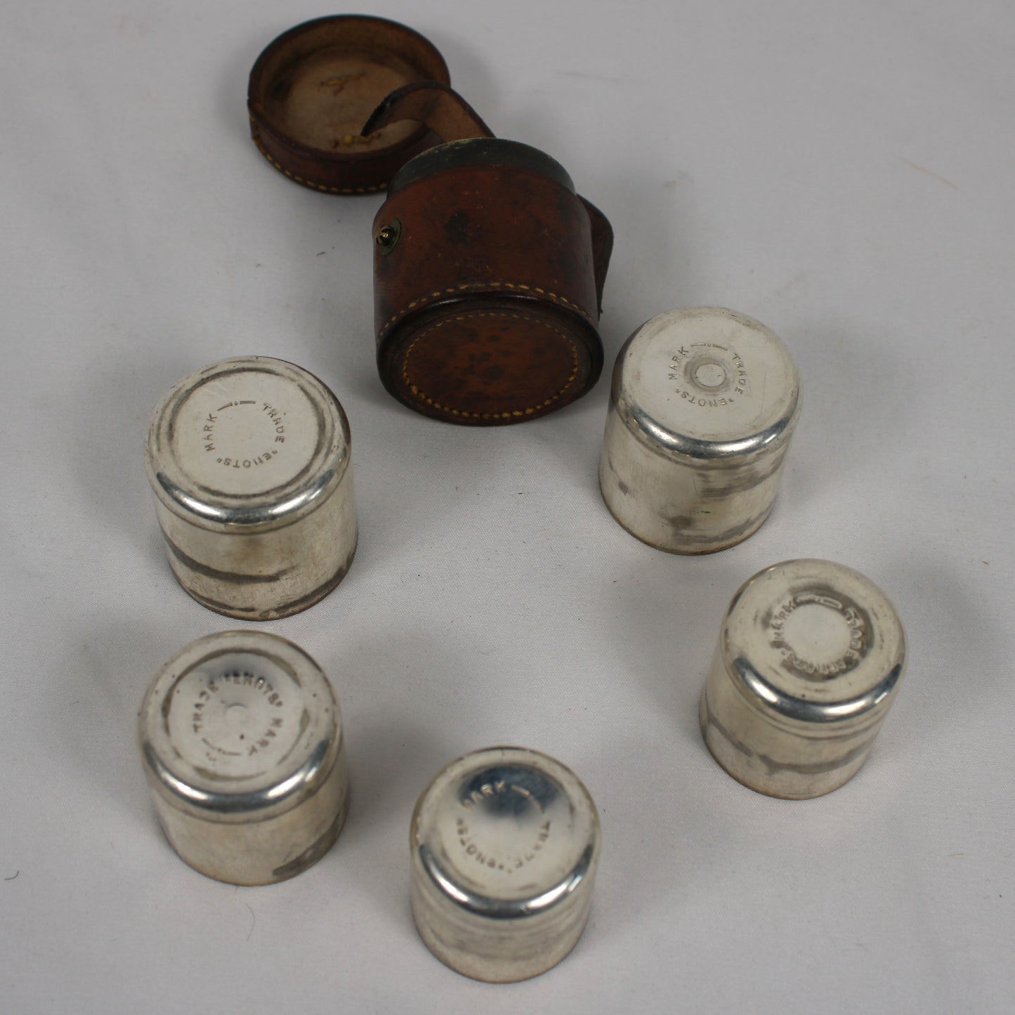 Electroplated Stacking Shot Glass Set in Monogrammed Leather Case