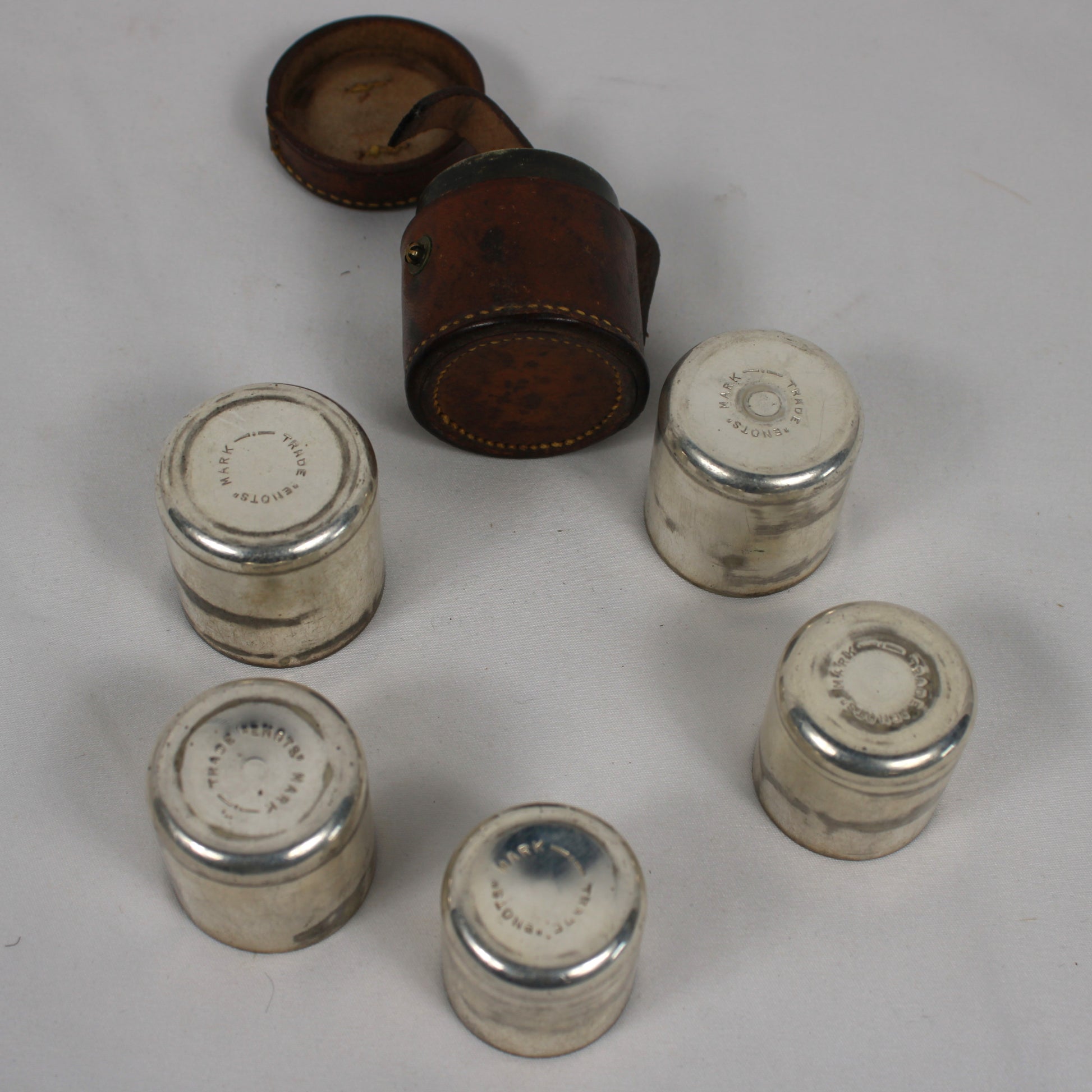 Electroplated Stacking Shot Glass Set in Monogrammed Leather Case