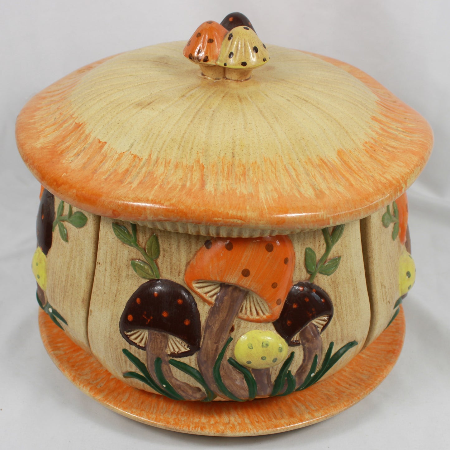 Ceramic Mushroom Lazy Susan Canister Set - 7 Pieces