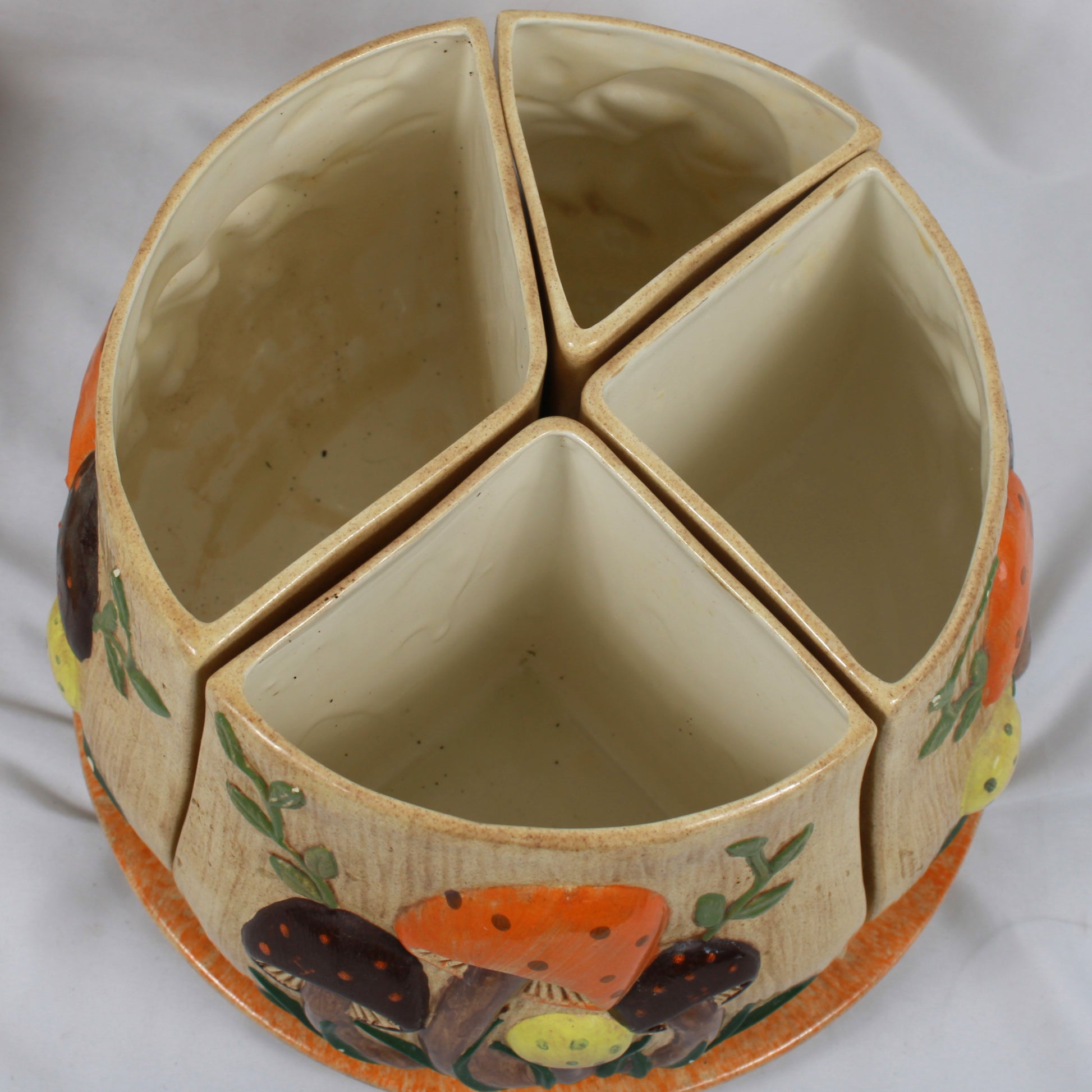 Ceramic Mushroom Lazy Susan Canister Set - 7 Pieces