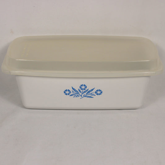 Corning Ware Cornflower Blue Loaf Pan P-315-B with Plastic Storage Lid