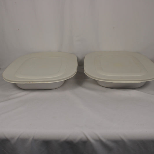 Corning Ware Casual Elegance White Casserole Baking Dishes Set of 2