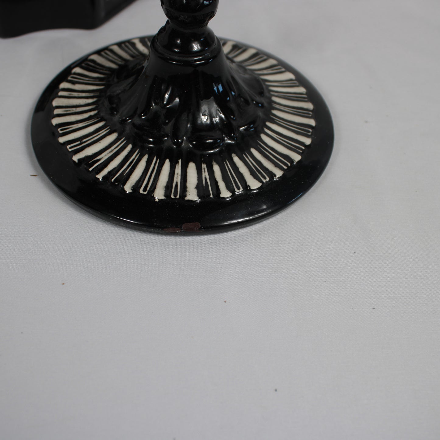 Arnel's Ceramic Lidded Urn, Black Glaze Classical Greco-Roman Relief