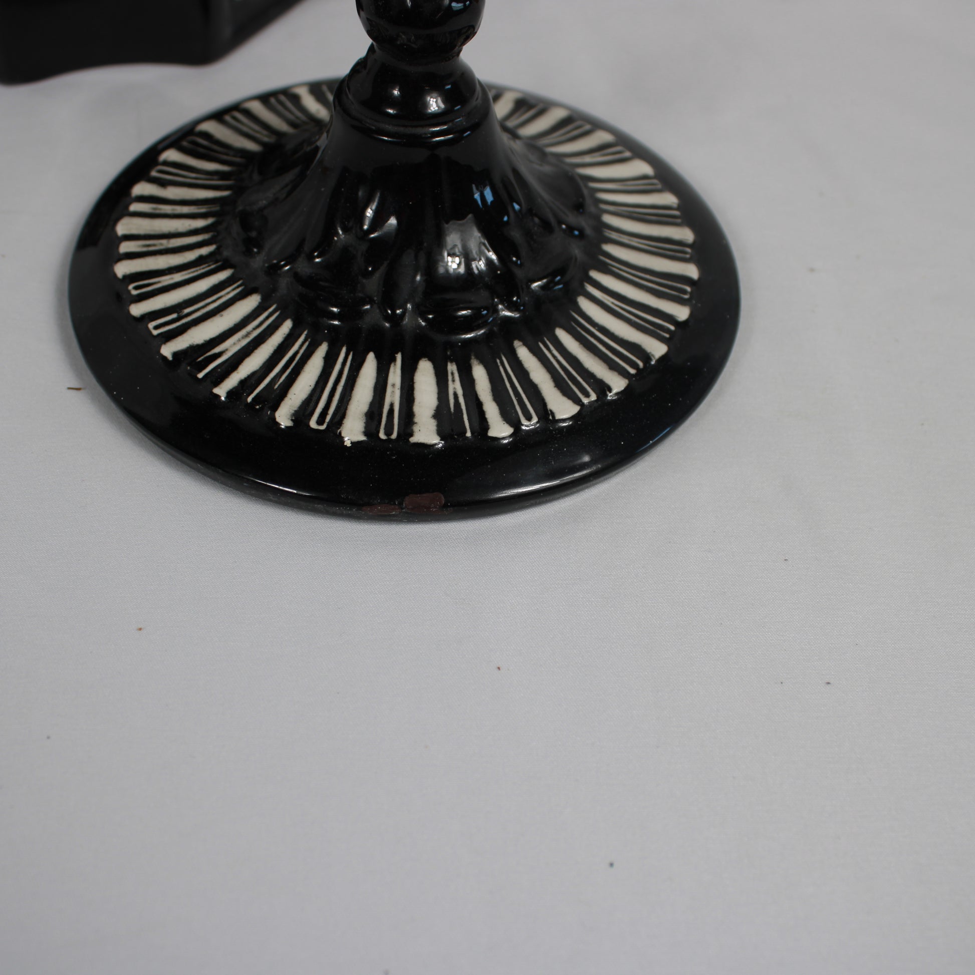 Arnel's Ceramic Lidded Urn, Black Glaze Classical Greco-Roman Relief