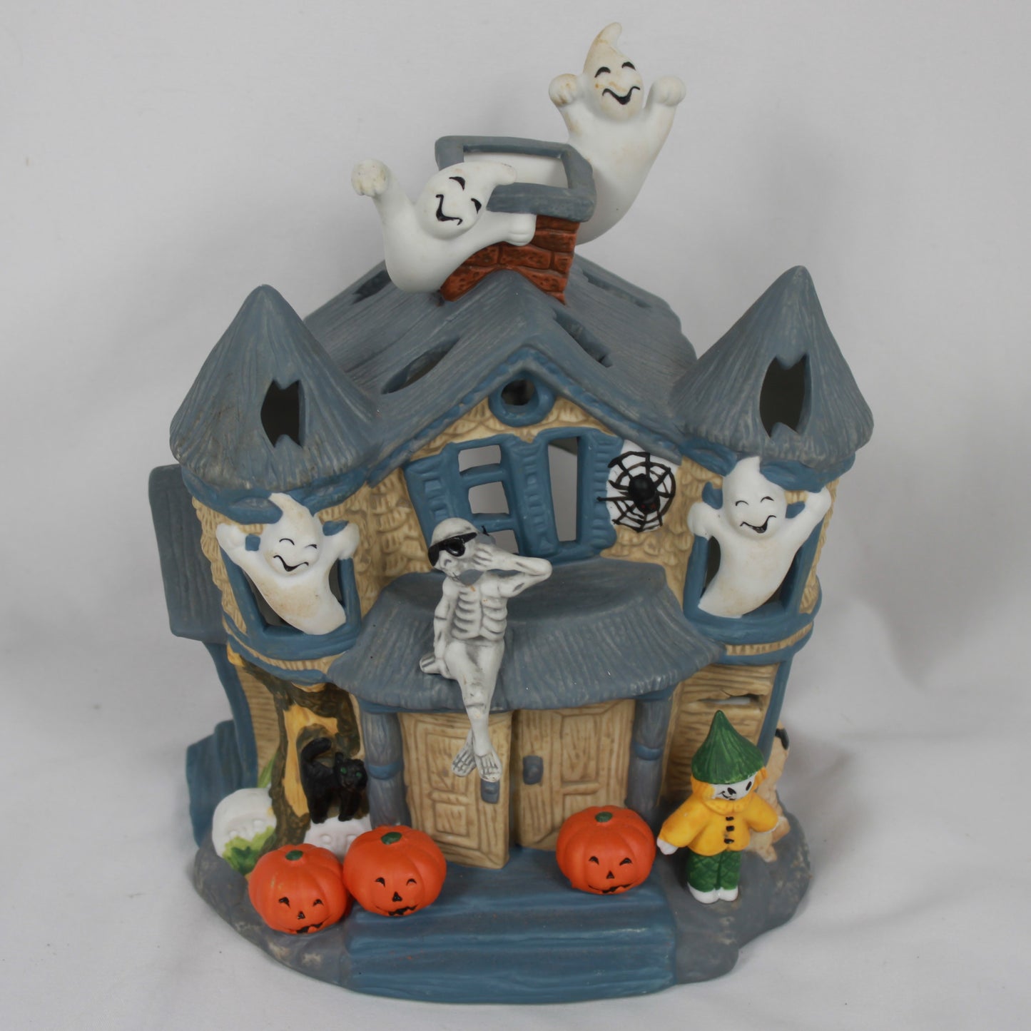 PartyLite Spooky Mansion Ceramic Votive Tealight Holder - Halloween Village Decor