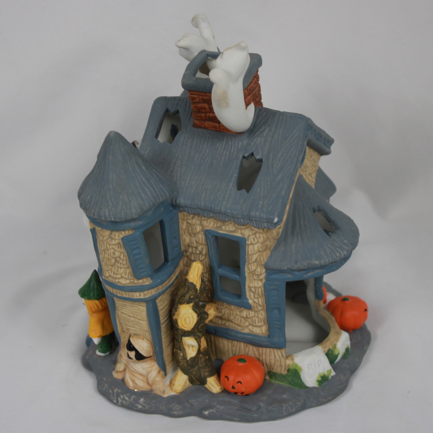 PartyLite Spooky Mansion Ceramic Votive Tealight Holder - Halloween Village Decor