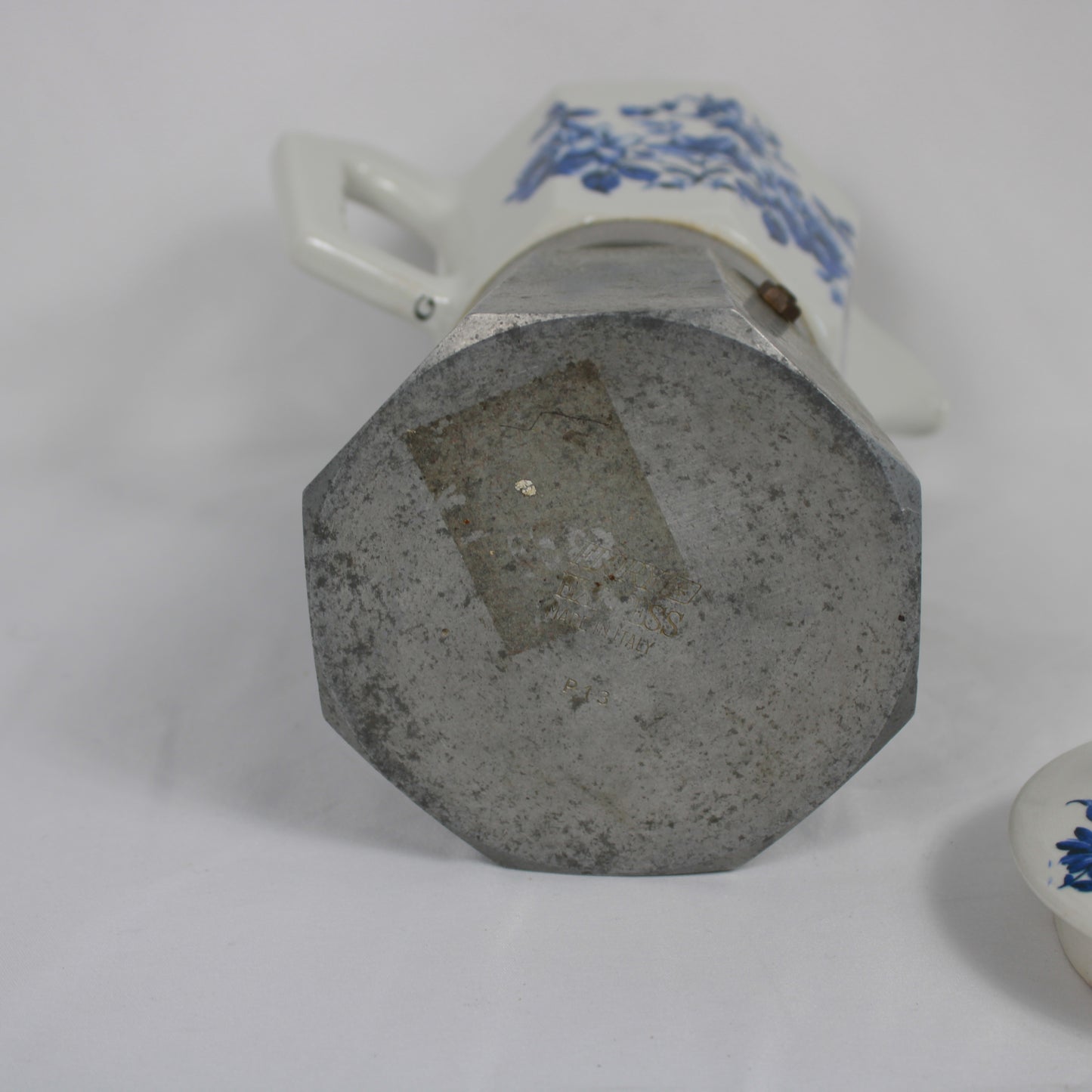 Flory Express Italian Ceramic and Aluminum Moka Pot Espresso Maker, Blue Floral