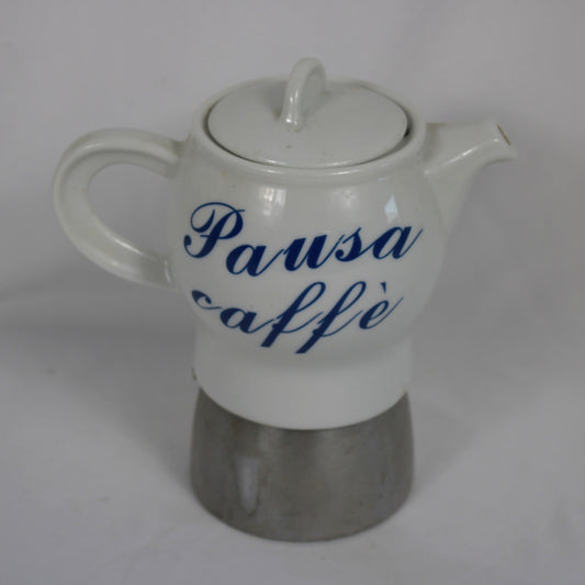Italian Ceramic "Pausa Caffè" Stovetop Espresso Maker & Moka Pot