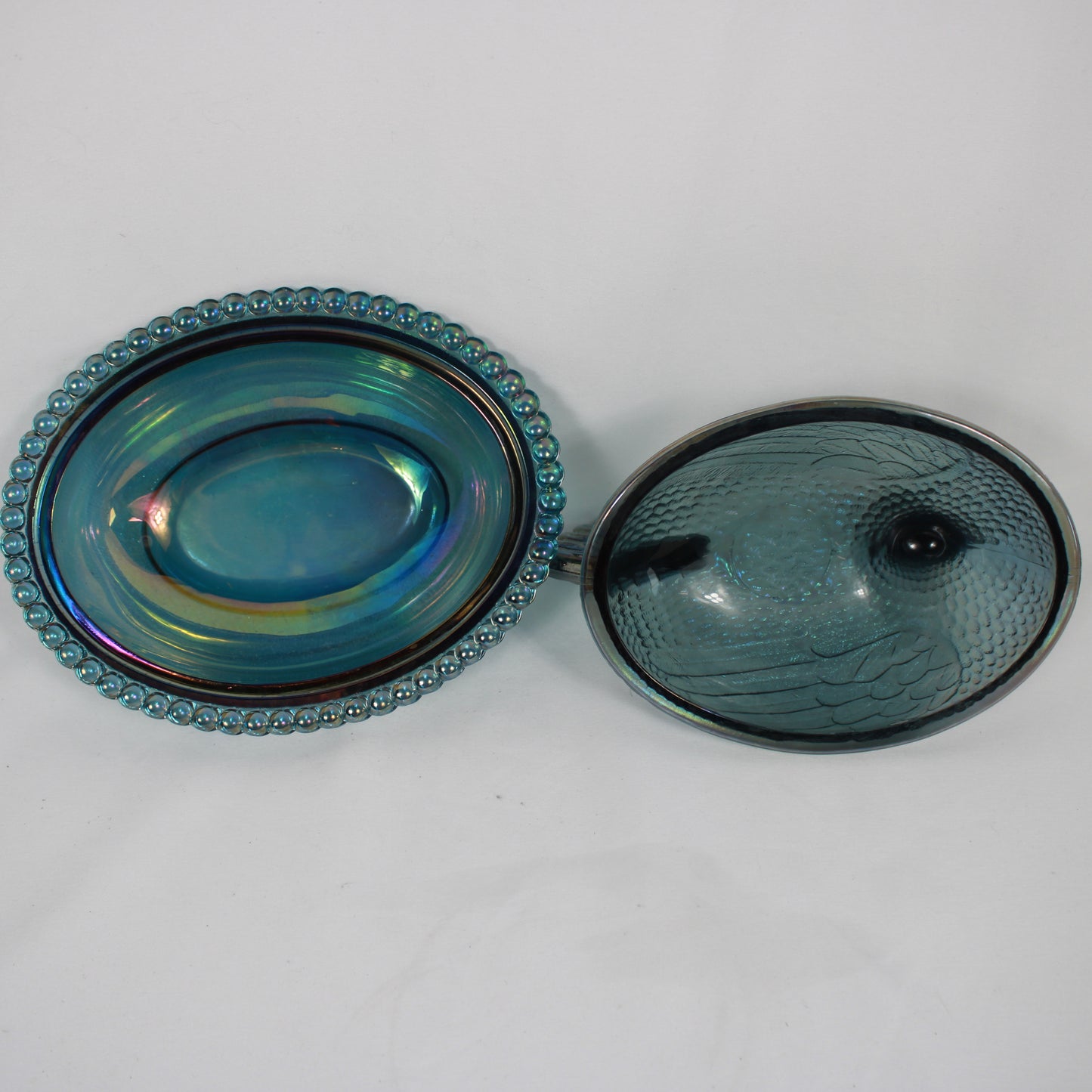 Indiana Glass Blue Carnival Hen on Nest Covered Dish