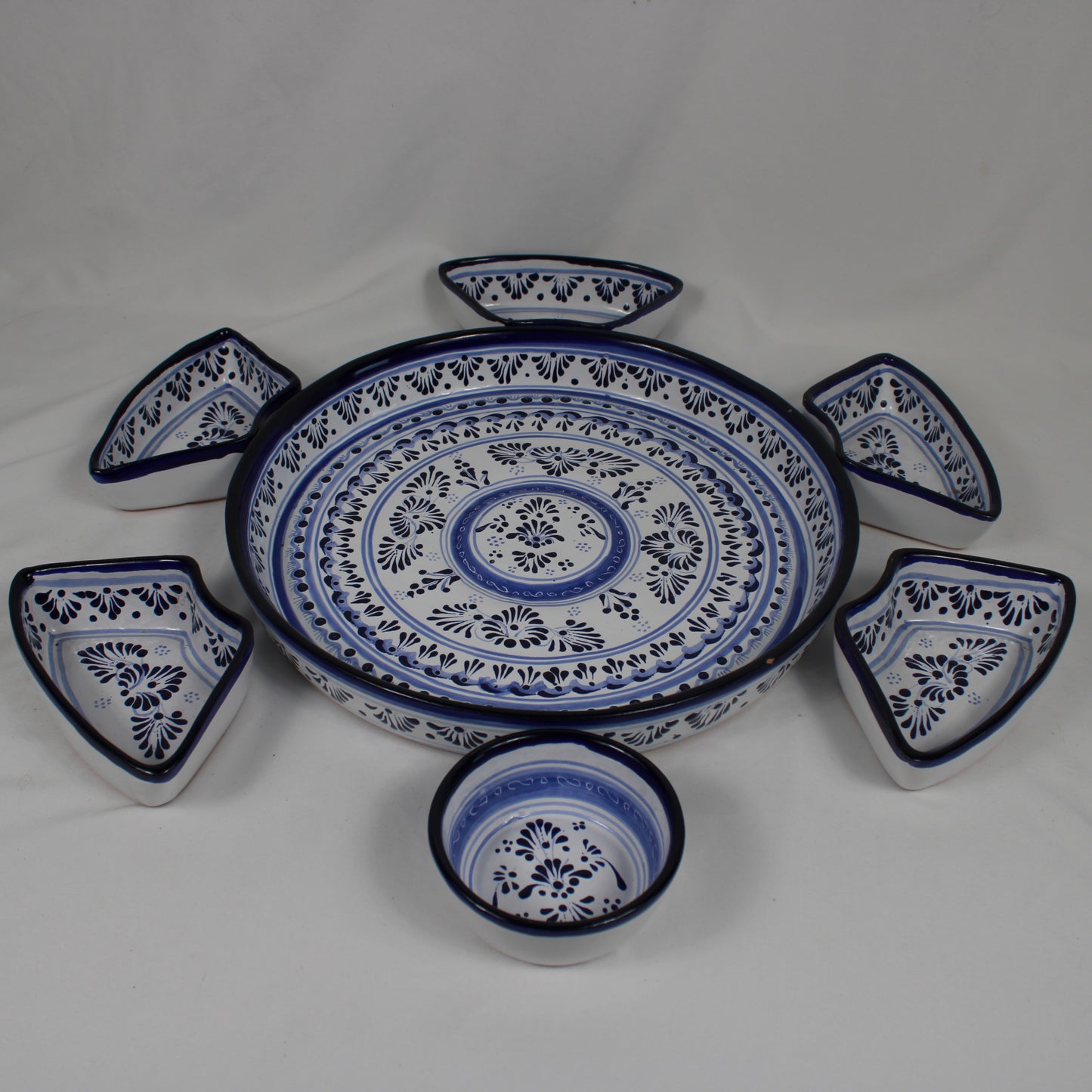 Mexican Talavera Pottery 7-Piece Appetizer & Dip Set - Puebla, Mexico
