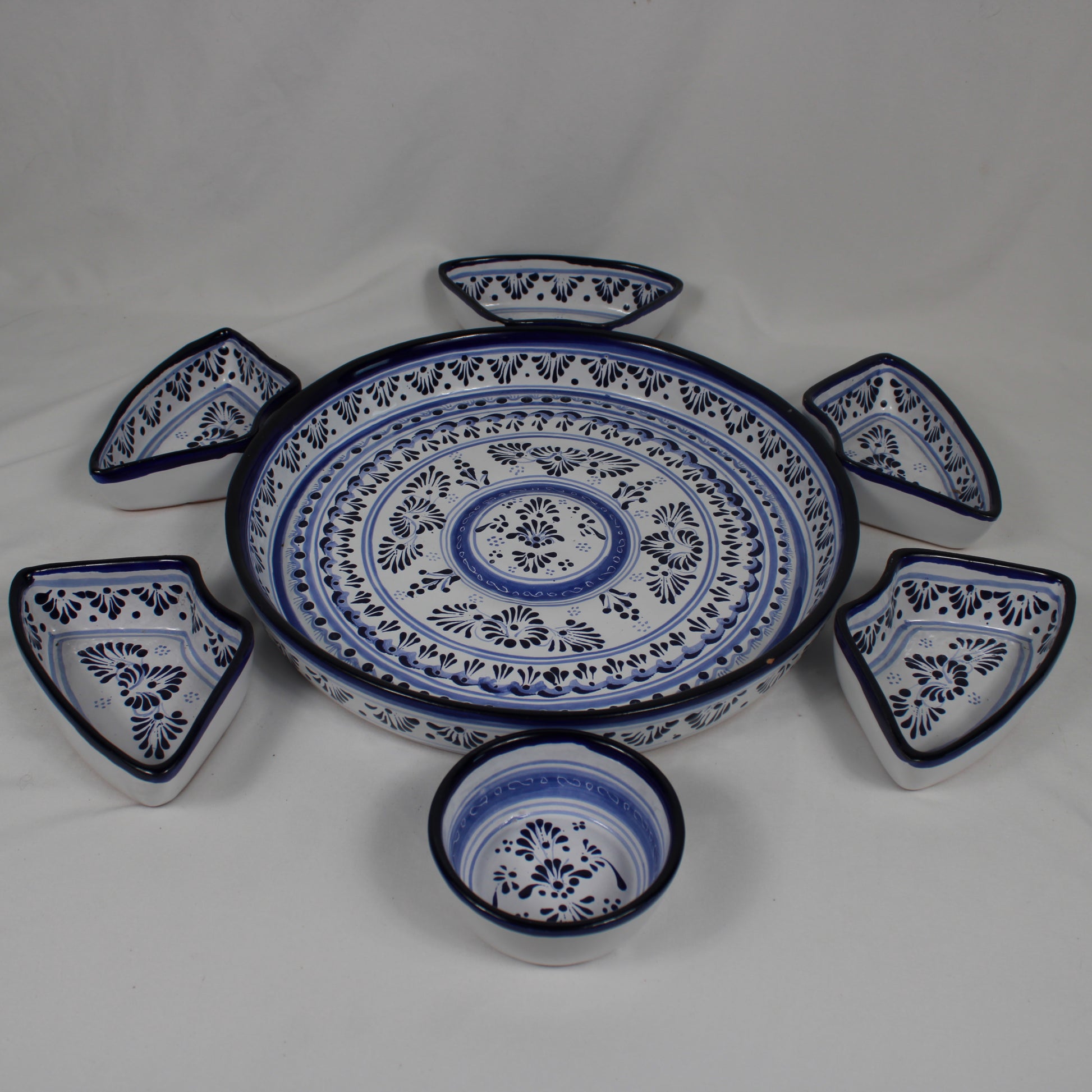 Mexican Talavera Pottery 7-Piece Appetizer & Dip Set - Puebla, Mexico