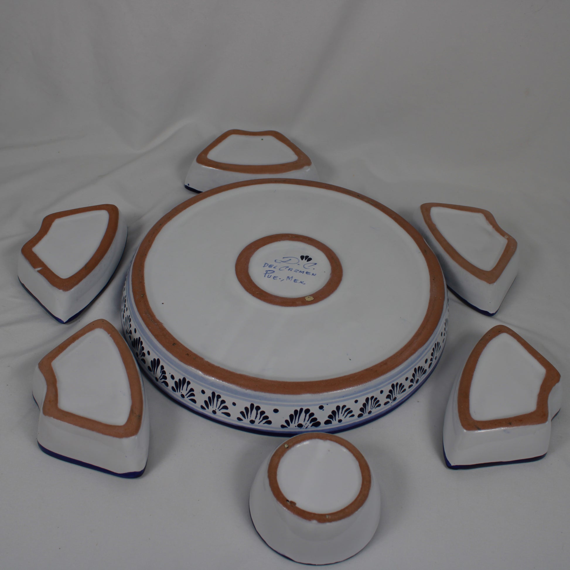Mexican Talavera Pottery 7-Piece Appetizer & Dip Set - Puebla, Mexico