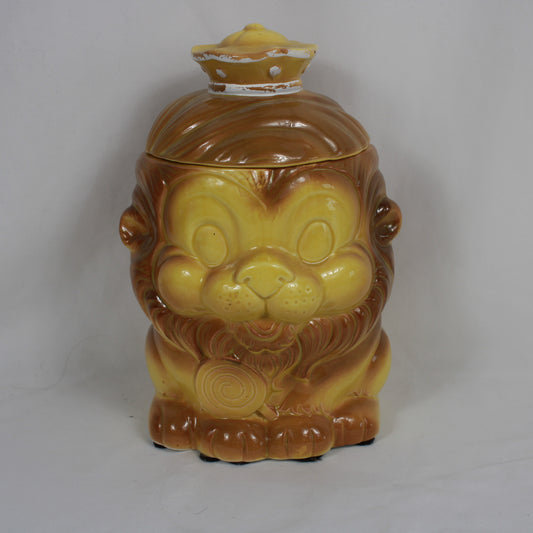 Vintage Ceramic Lion Cookie Jar Made in Japan, Mid-Century Sailor Hat Canister
