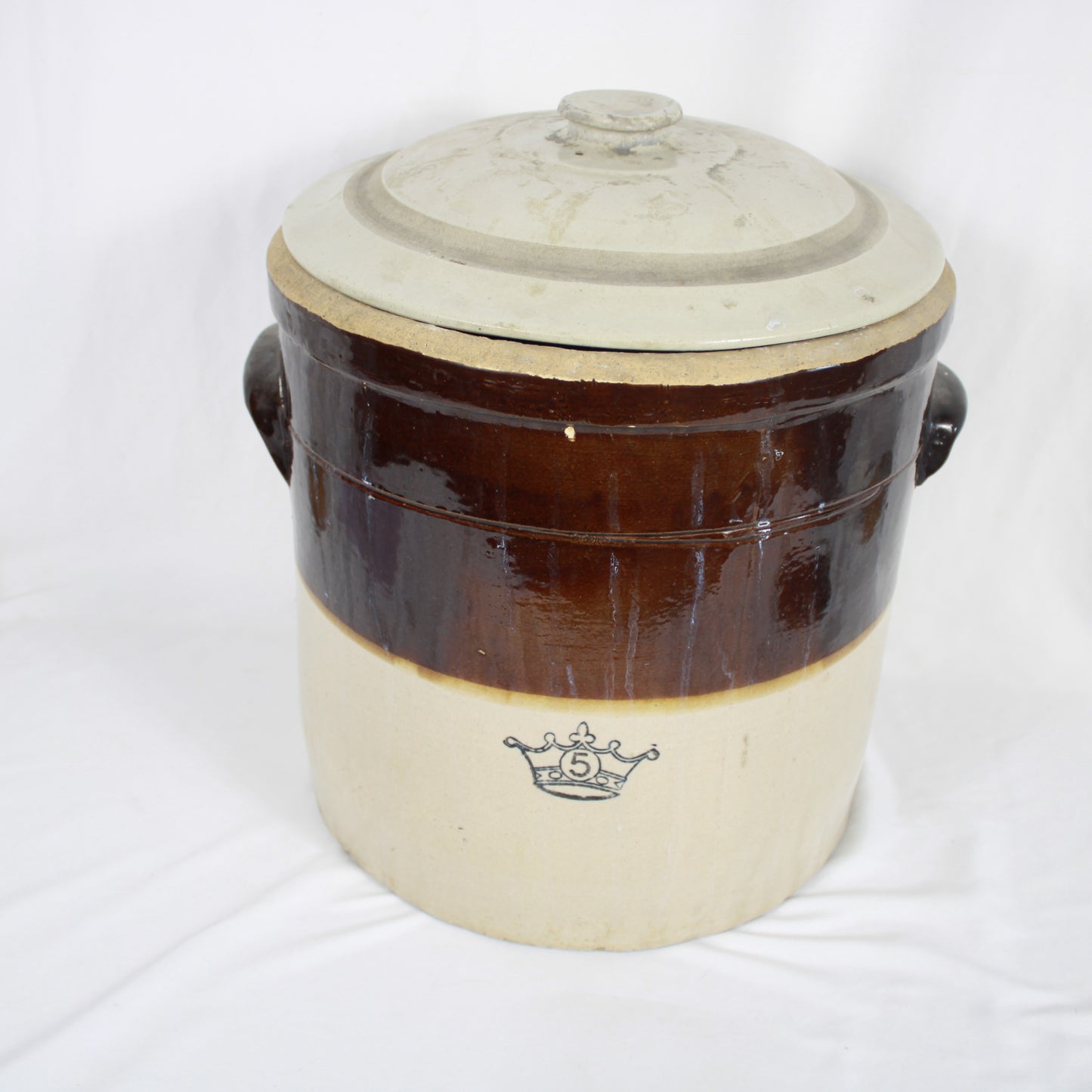 Crown 5 Gallon Two-Tone Stoneware Crock with Lid