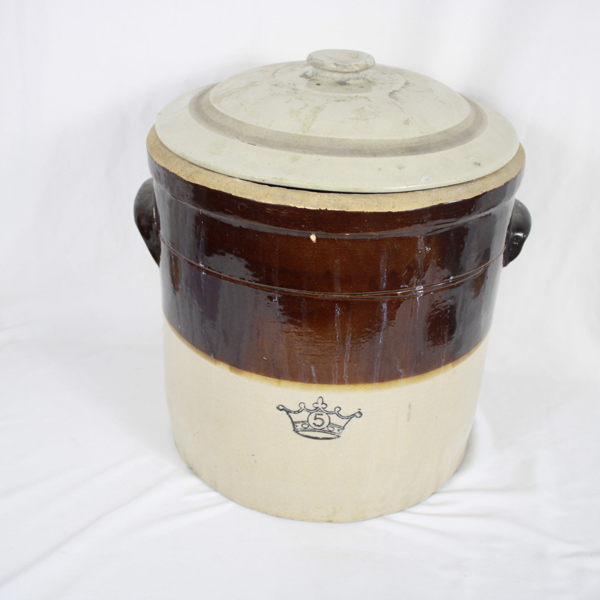 Crown 5 Gallon Two-Tone Stoneware Crock with Lid