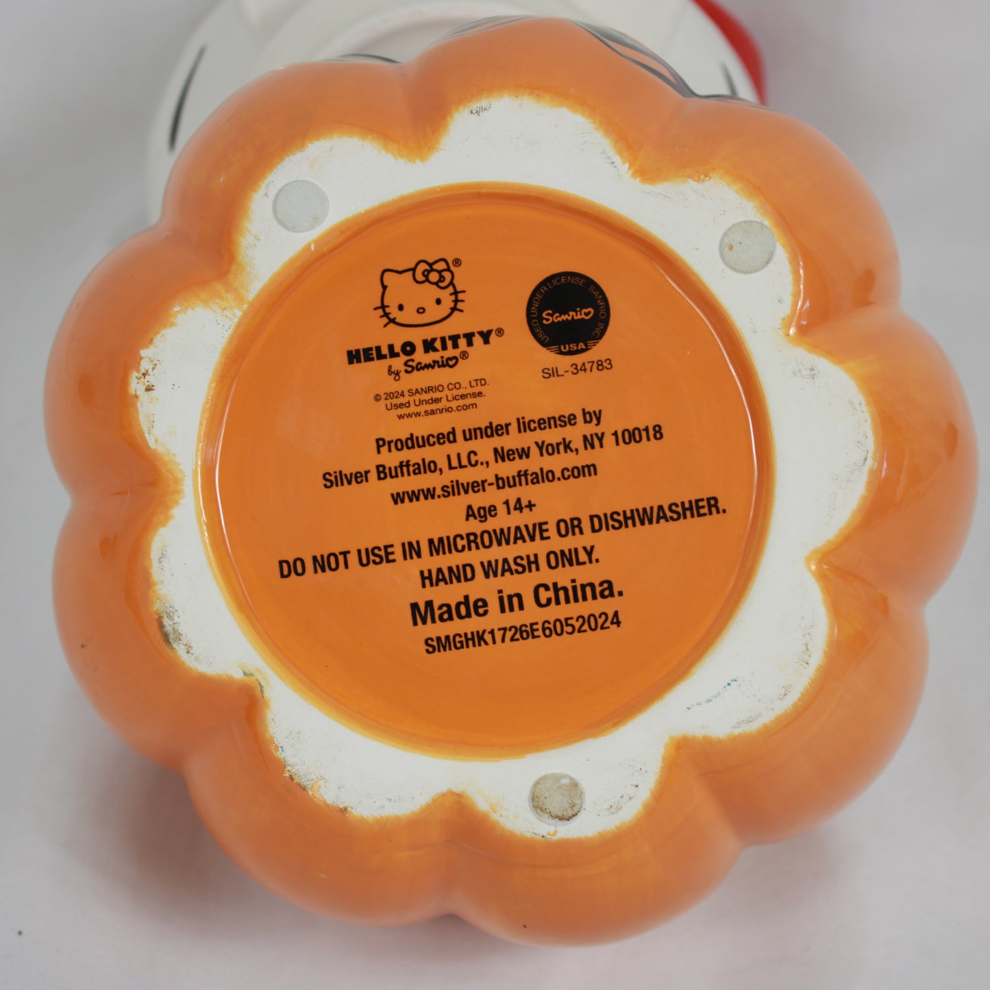 Sanrio Hello Kitty Spooky Eyeball Bow Halloween Pumpkin Ceramic Cookie Jar