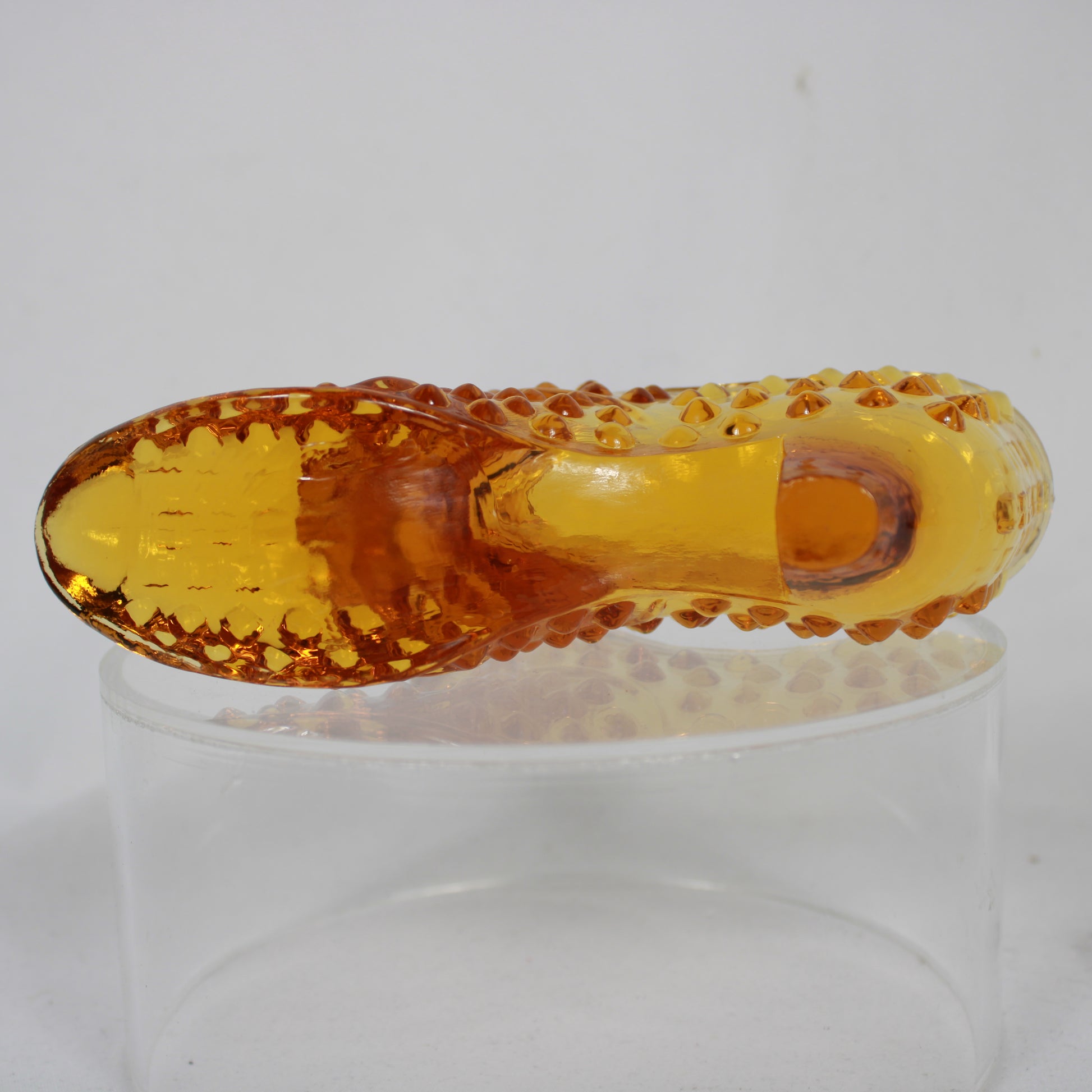Vintage Amber Glass Hobnail Slipper Figurine