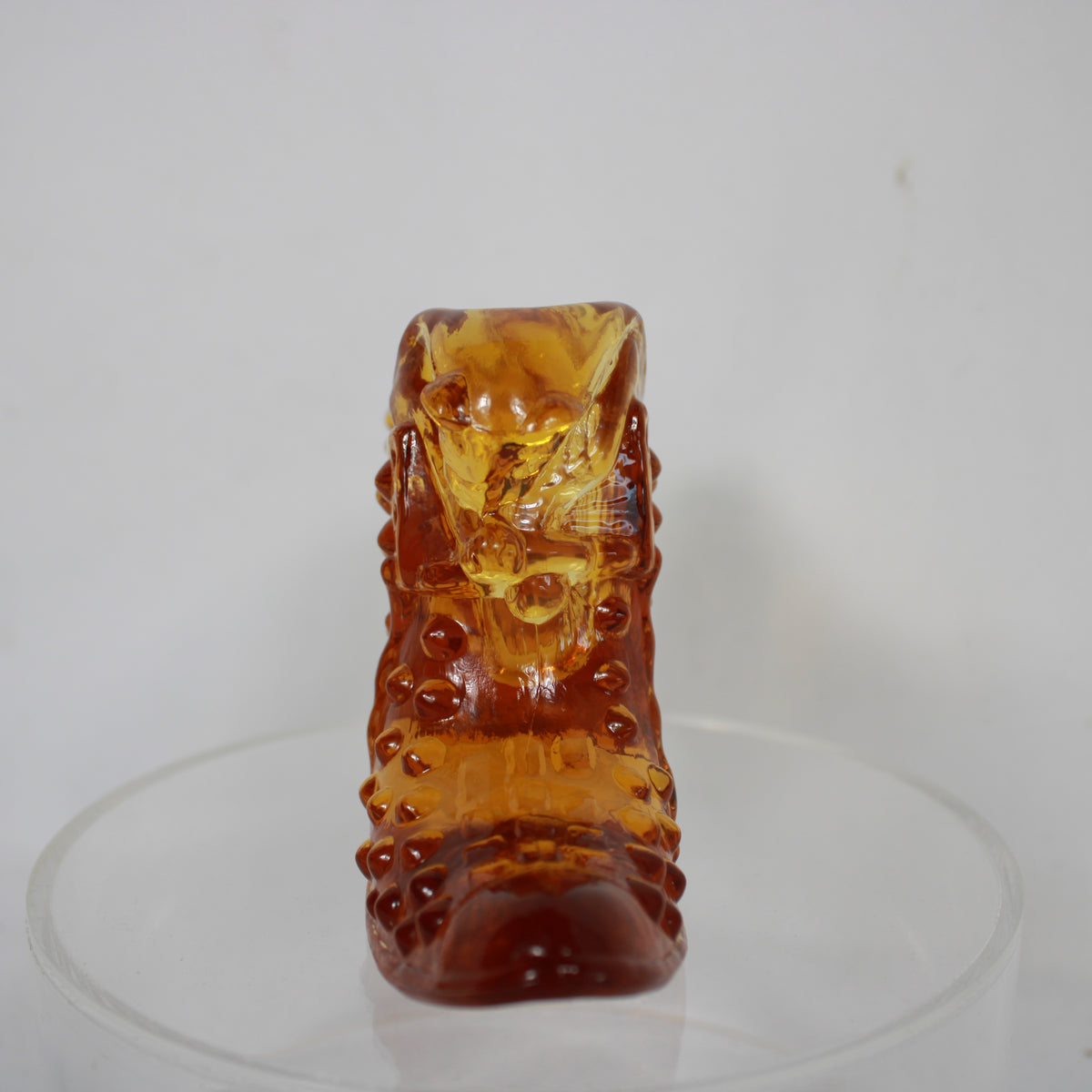 Vintage Amber Glass Hobnail Slipper Figurine