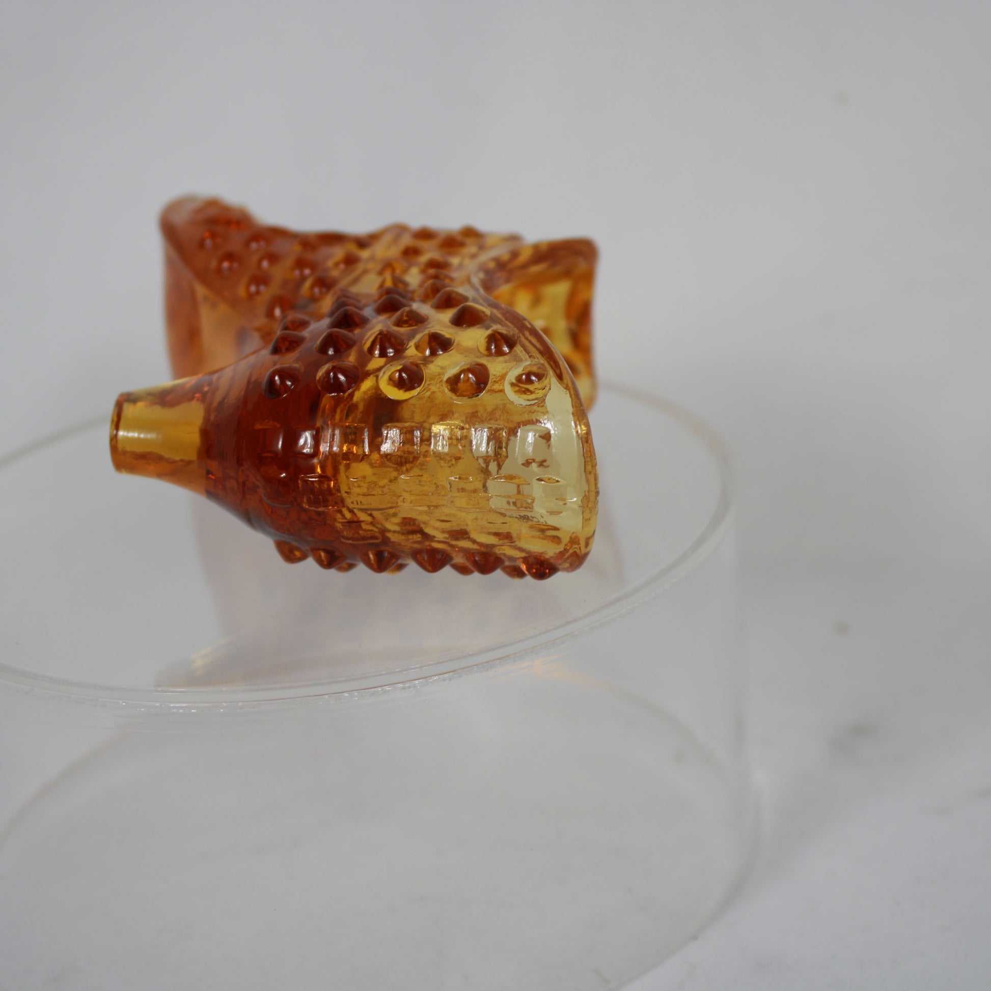 Vintage Amber Glass Hobnail Slipper Figurine