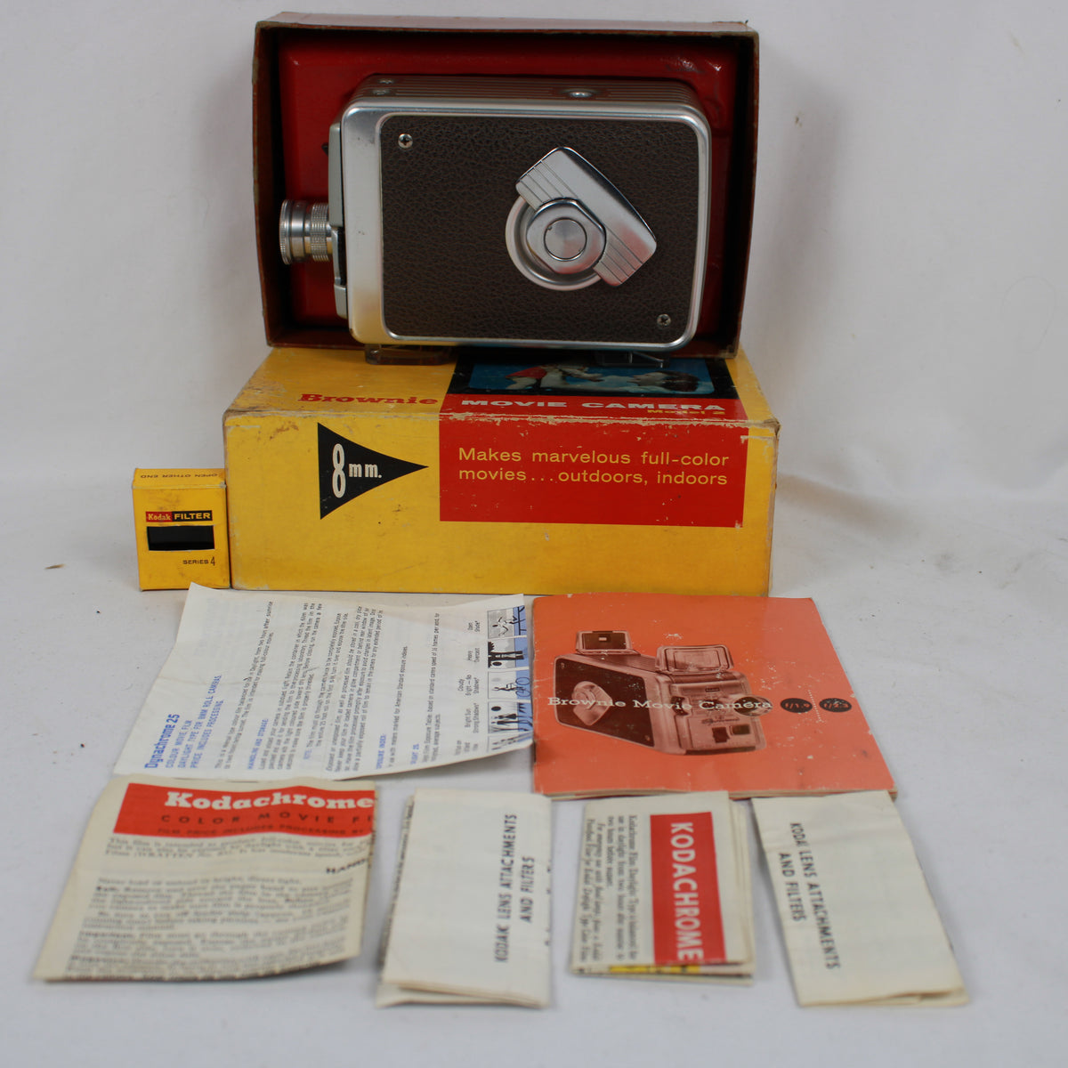 Vintage Kodak Brownie 8mm Movie Camera Model II with Original Box & Manuals
