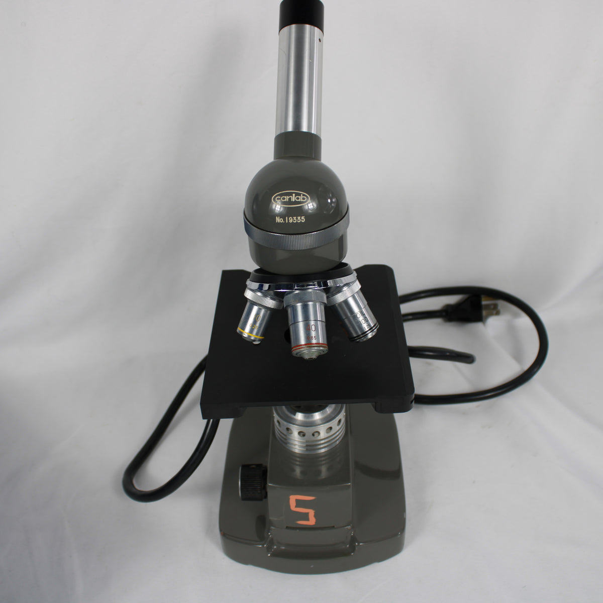Vintage Canlab Monocular Laboratory Microscope with Hard Case & Accessories