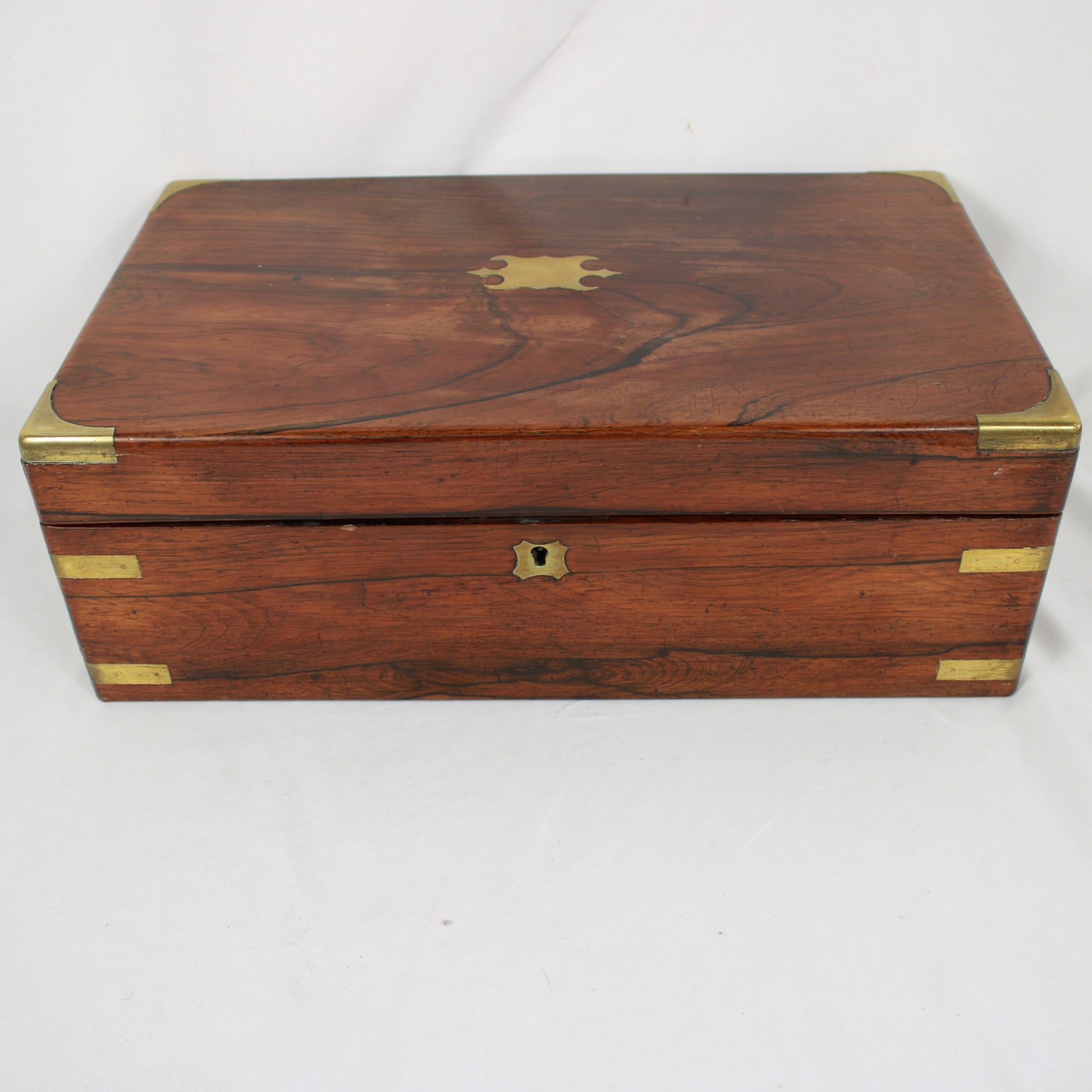 Antique 19th Century Rosewood Brass Bound Lap Writing Desk Slope