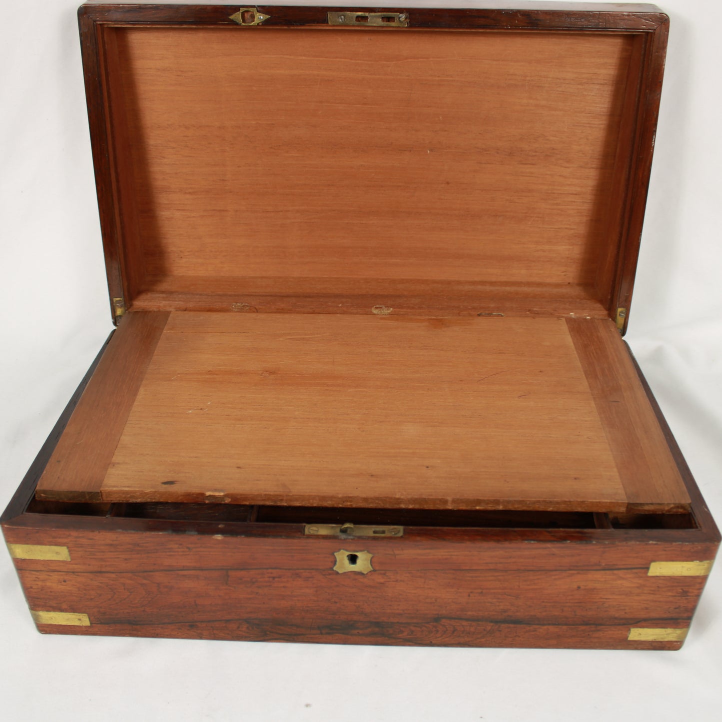 Antique 19th Century Rosewood Brass Bound Lap Writing Desk Slope
