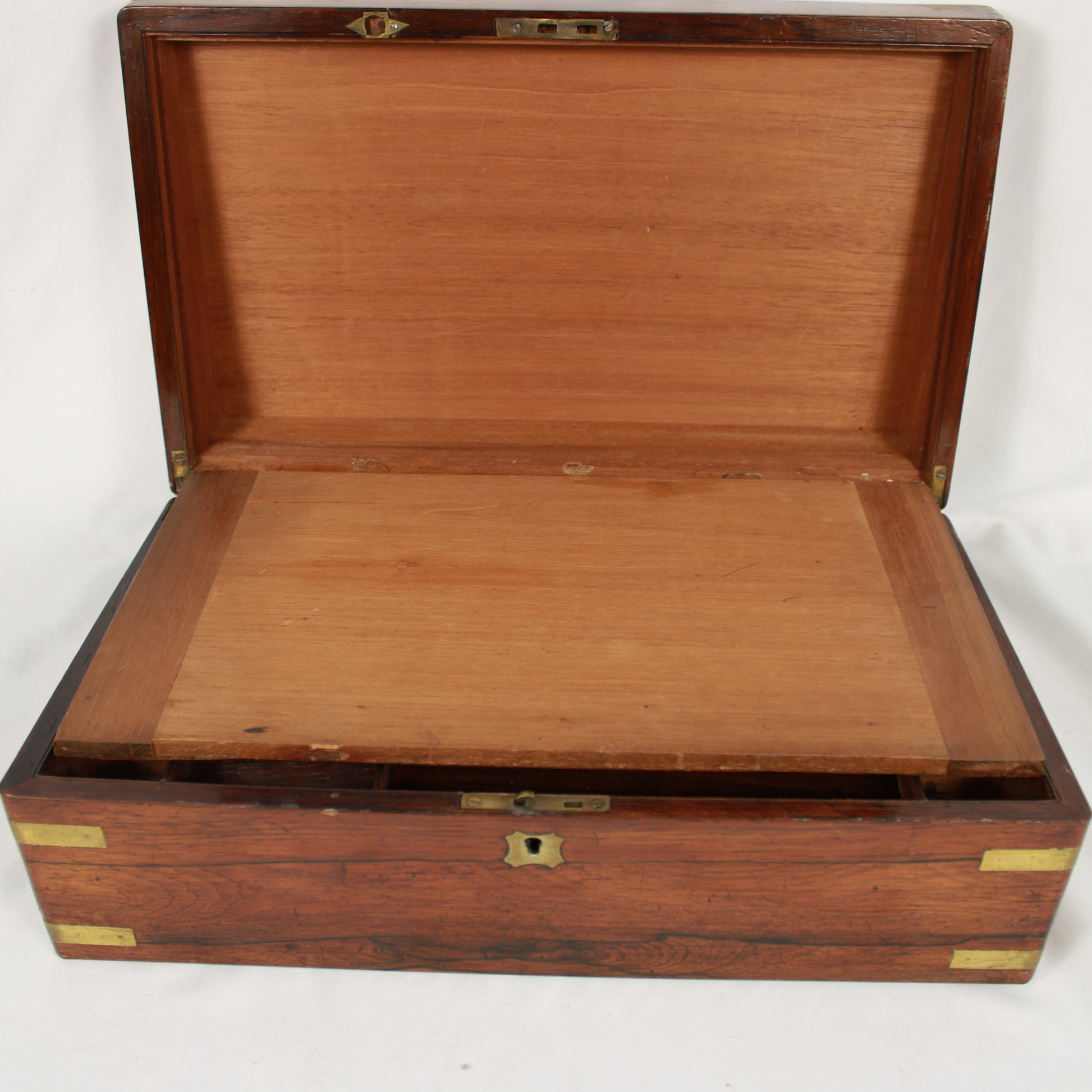 Antique 19th Century Rosewood Brass Bound Lap Writing Desk Slope