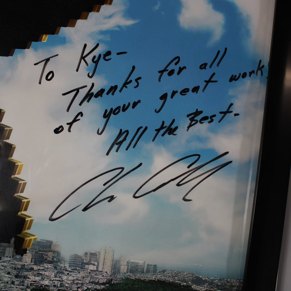 Framed Pixels Movie Poster Signed Director Chris Columbus Inscribed To Kye