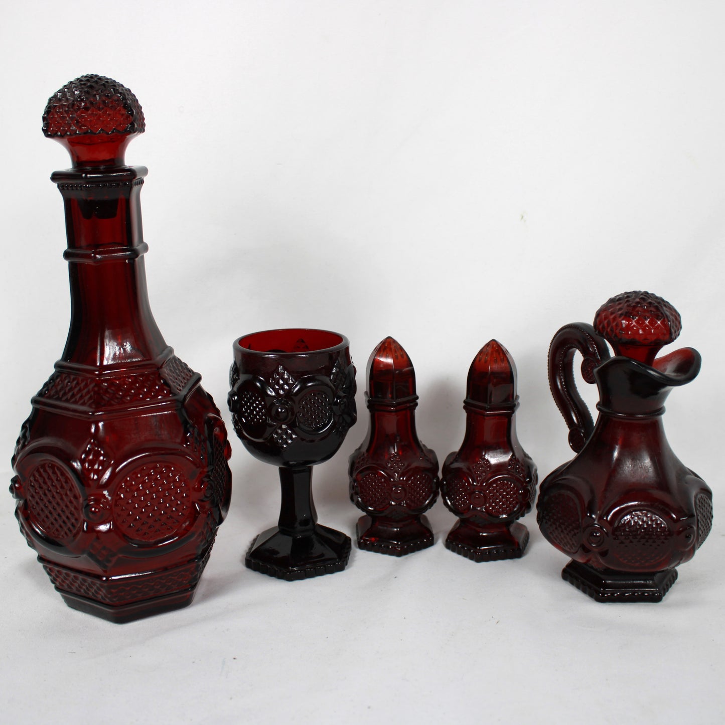 Avon 1876 Cape Cod Ruby Red Glass Set (5 Pieces)