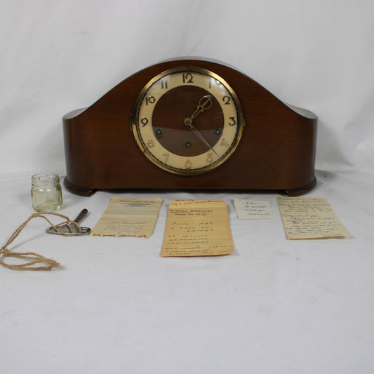 Savoy Wooden Mantel Clock with Jerger Movement and Original Accessories