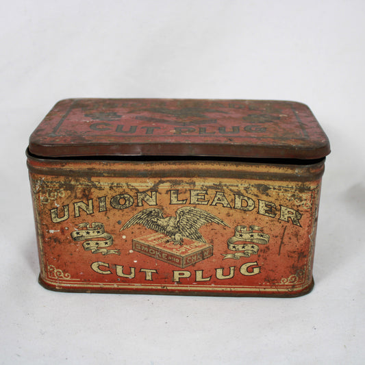Vintage Union Leader Cut Plug Tobacco Tin Container