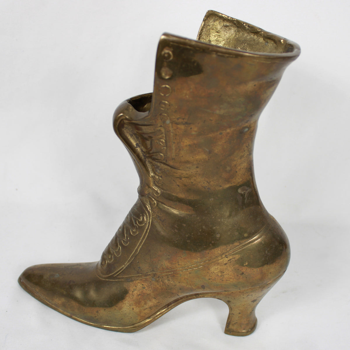 Solid Brass High-Heel Victorian Shoe Planter Figurine