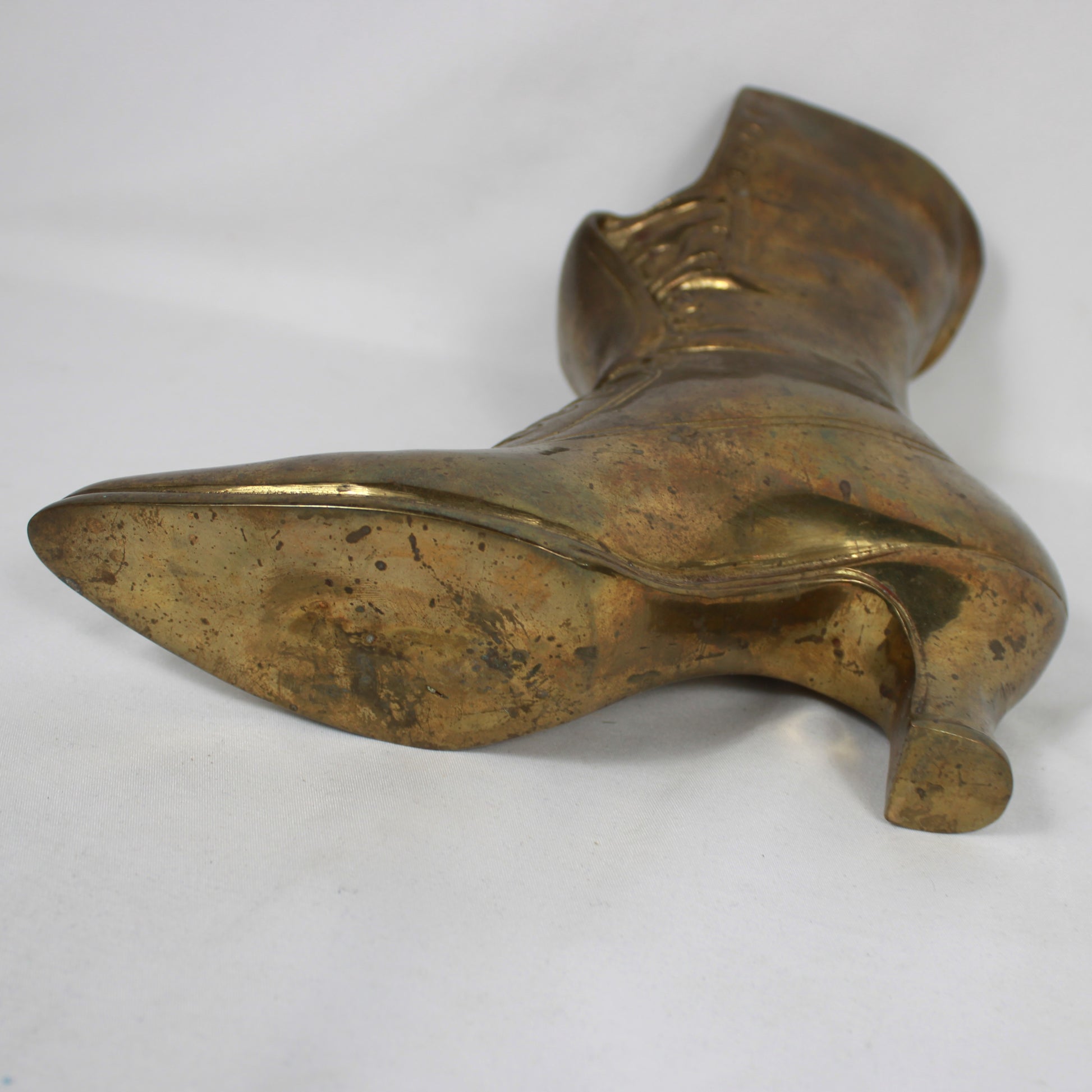 Solid Brass High-Heel Victorian Shoe Planter Figurine
