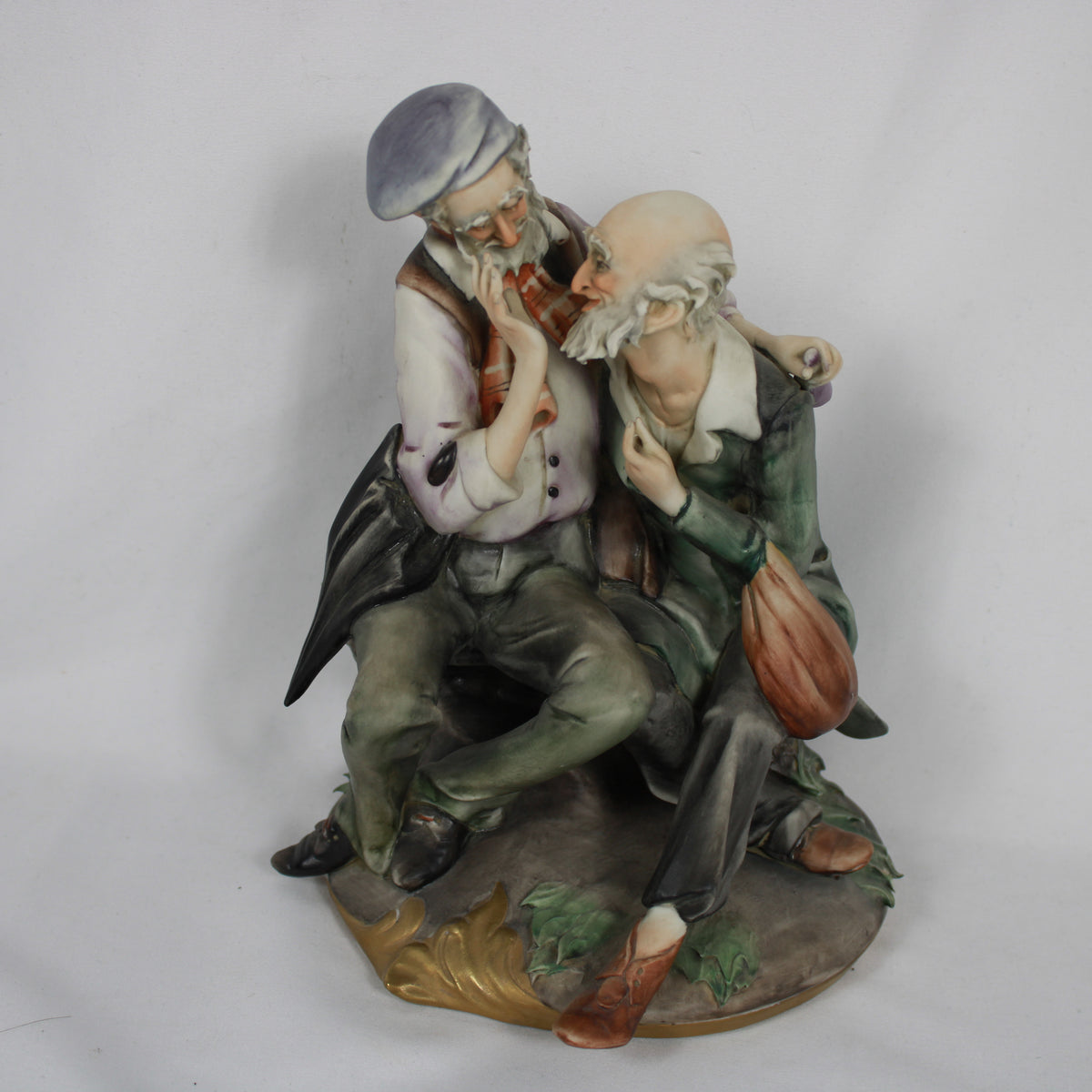 Italian Capodimonte Style Porcelain Figurine - Two Elderly Gentlemen / Friends