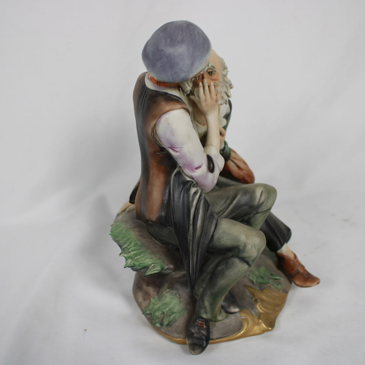 Italian Capodimonte Style Porcelain Figurine - Two Elderly Gentlemen / Friends