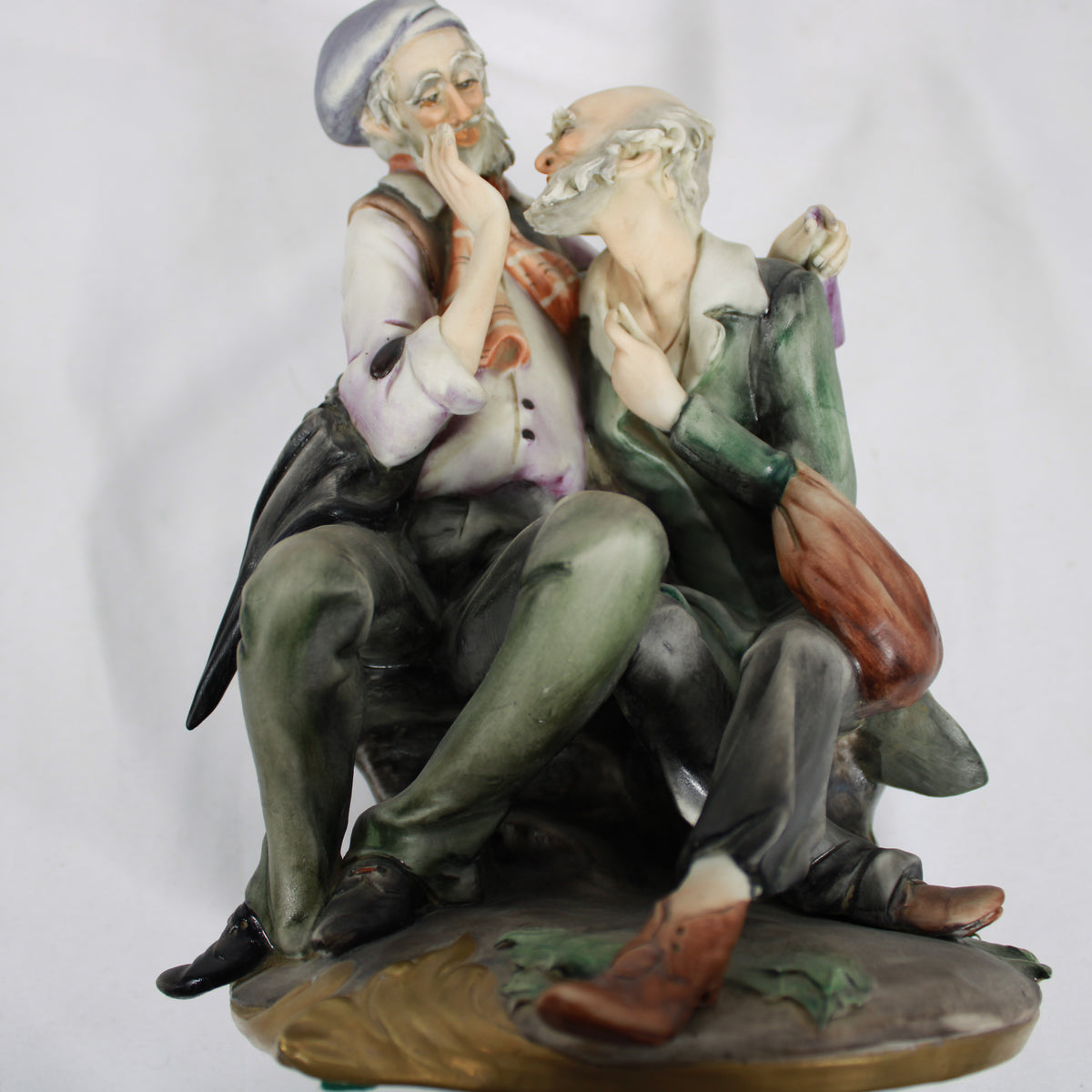 Italian Capodimonte Style Porcelain Figurine - Two Elderly Gentlemen / Friends
