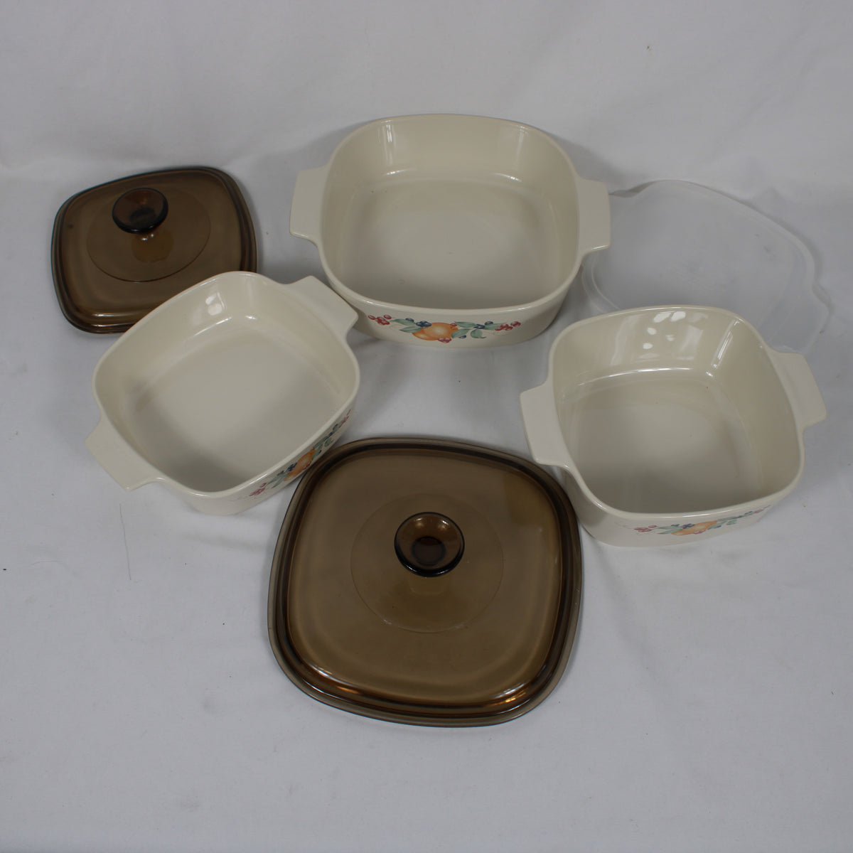 Corning Ware Peach Garland Casserole Set with Lids (6-Piece Set)