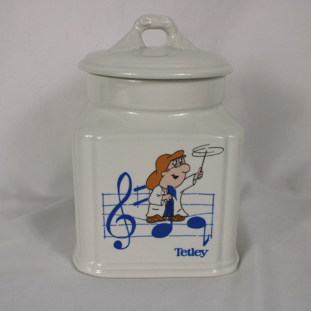 Vintage Royal Winton Tetley Tea Folk Ceramic Biscuit Jar / Storage Canister