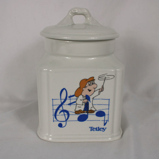 Vintage Royal Winton Tetley Tea Folk Ceramic Biscuit Jar / Storage Canister