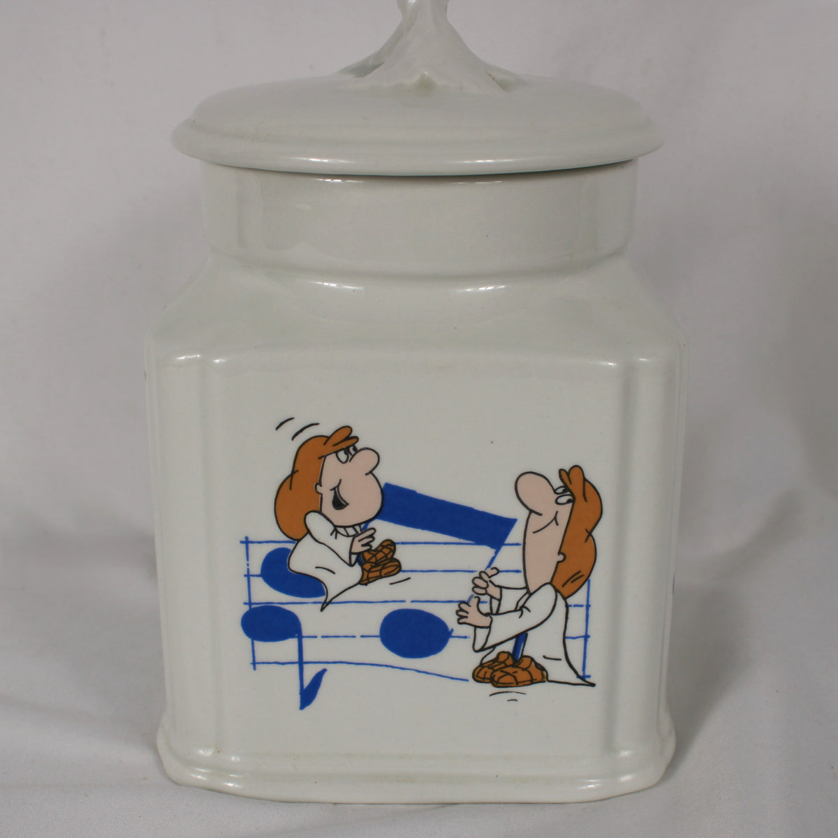 Vintage Royal Winton Tetley Tea Folk Ceramic Biscuit Jar / Storage Canister