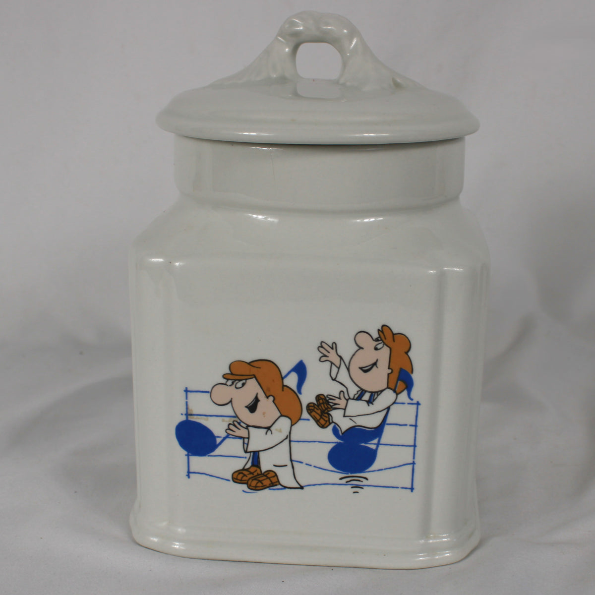 Vintage Royal Winton Tetley Tea Folk Ceramic Biscuit Jar / Storage Canister