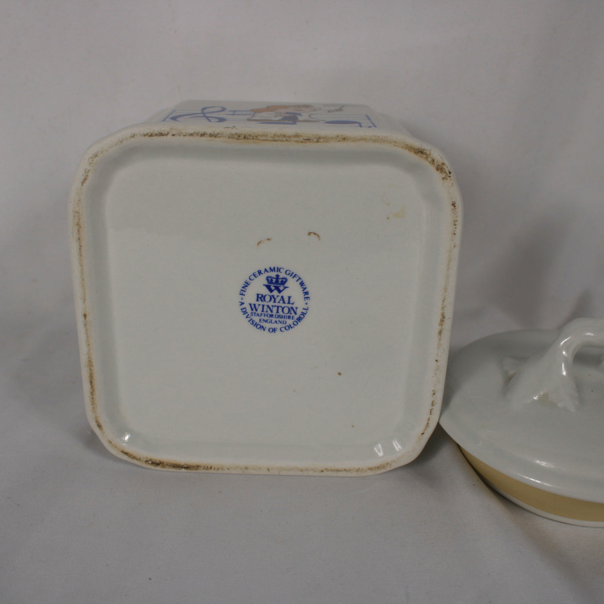 Vintage Royal Winton Tetley Tea Folk Ceramic Biscuit Jar / Storage Canister