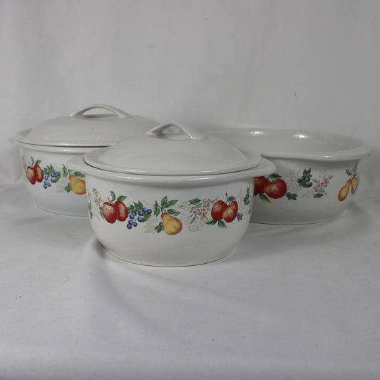 Corelle Coordinates Abundance Fruit Casserole Dishes with Lids - Set of 3