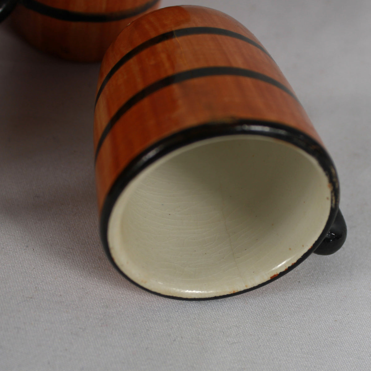 Portuguese Ceramic Wine Barrel Decanter Set with Stand and Cups
