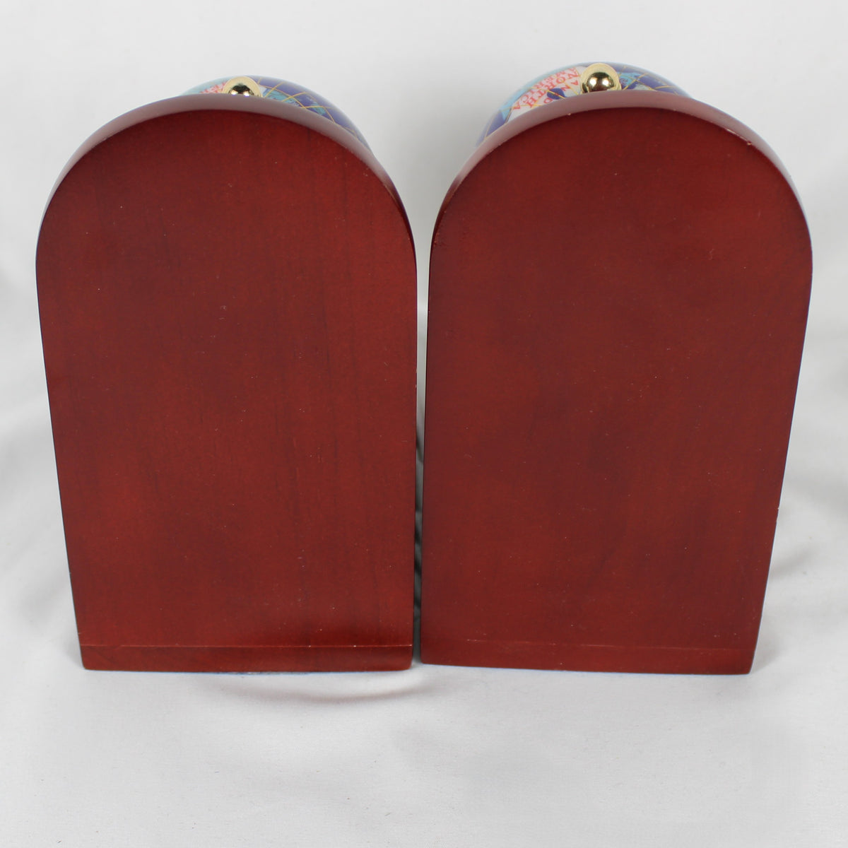 Inlay Globe Bookends with Brass Finish Hardware