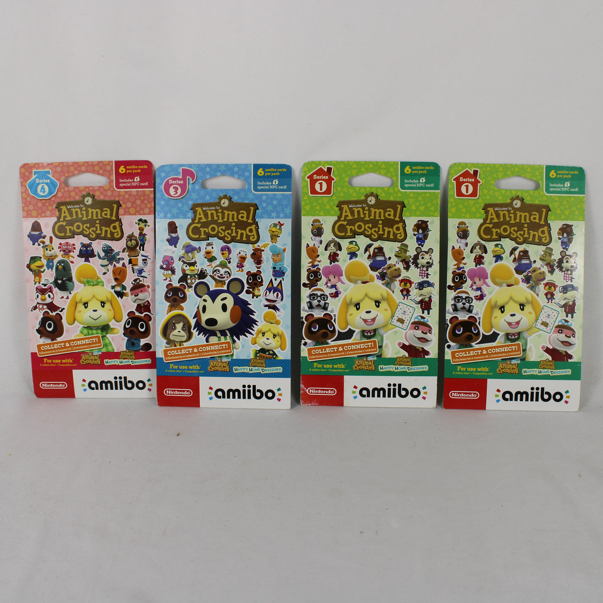 Nintendo Animal Crossing amiibo Cards Booster Pack Lot - Series 1, 3 & 4 (4 Sealed Packs)