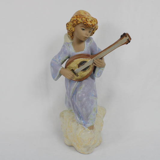 Lladro Porcelain Figurine Angel Playing Mandolin #2197