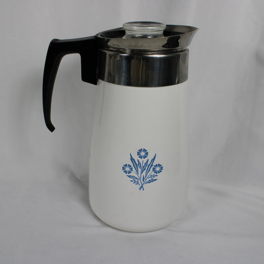 Vintage Corning Ware Blue Cornflower 9-Cup Stovetop Coffee Percolator