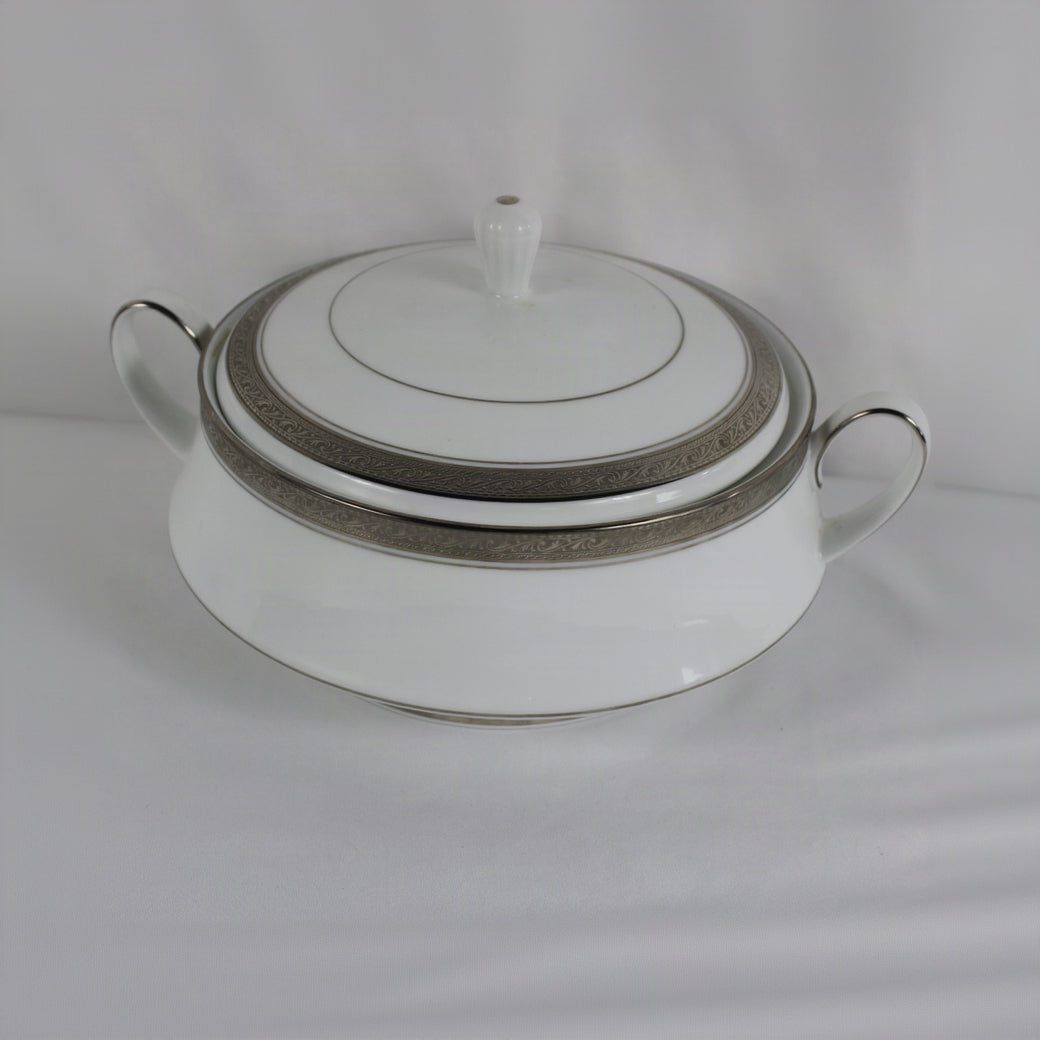 Noritake Legendary Crestwood Platinum 4166 Fine China Serving Pieces & Dinnerware Lot